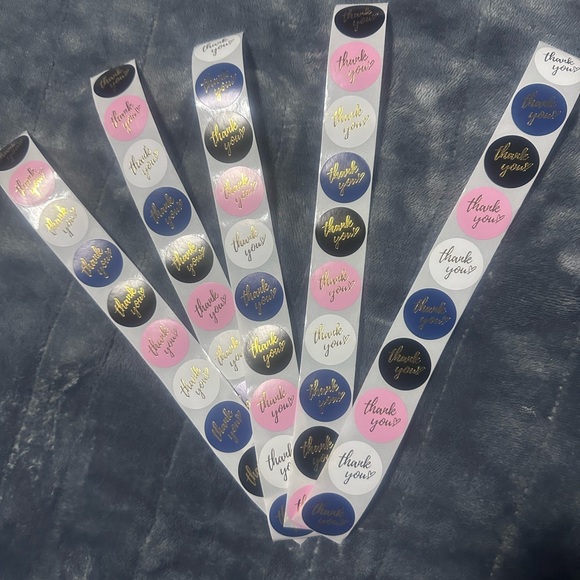 50 Stickers*Thanks you* Labels stickers in 4 different colors - gold foil text - Picture 1 of 7